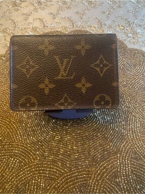 Louis Vuitton Monogram Canvas Card Holder in Brown and Gold